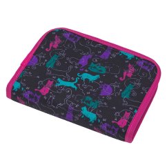 Bagmaster Školní penál CASE EPSON 8 A - kočky black/pink/green