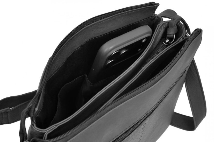 Dámská kožená kabelka přes rameno New Bags Leather LB-678 černá