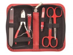 Kellermann Dámská 6-ti dílná kožená sada na manikúru L 52139 MC RED červená