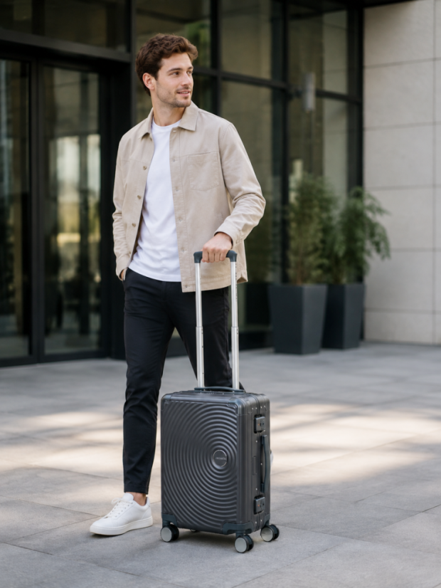 American Tourister Soundbox Alu Spinner 55 cm tmavě šedý Brushed Anthracite 155707-2849