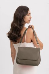 Dámská kožená kabelka přes rameno SARA BAGS 6538 taupe – pepřově hnědá