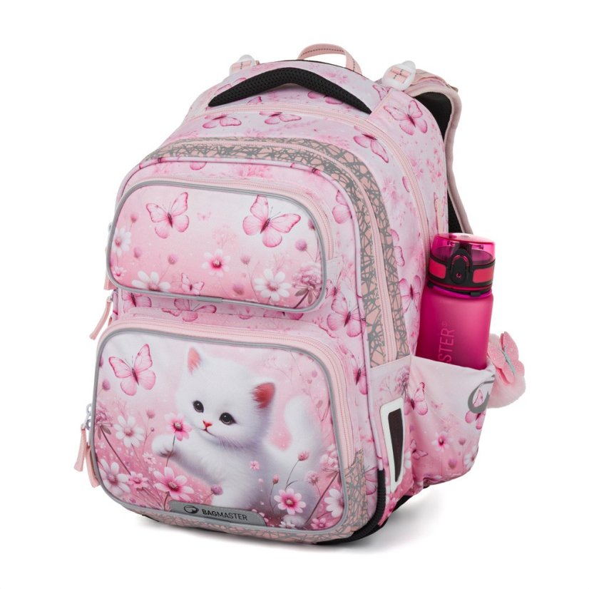 Bagmaster Dívčí školní batoh do první třídy Bílá kočička Dopi 26 A