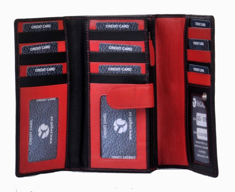 SEGALI SG-09 black/red – dámská kožená peněženka