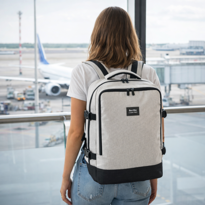 Bestway Cabin Pro Small 23 l – palubní batoh 40 × 30 × 20 cm pro Ryanair, Wizz Air a další aerolinky – béžový