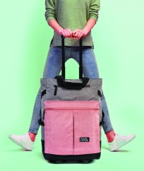 Nákupní taška na kolečkách s chladící přední kapsou PUNTA COOL 10411-2700 šedá-starorůžová