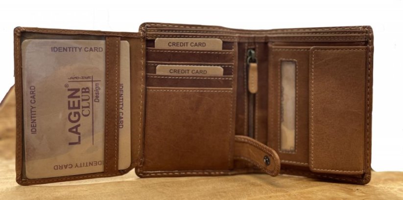 Lagen Pánská kožená peněženka 51146 světle hnědá - tan