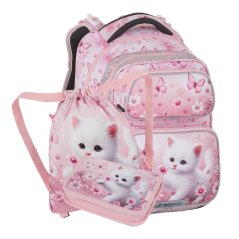 Bagmaster Malý školní set do první třídy Bílá kočička Dopi 26 A - batoh + penál + sáček na tělocvik