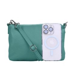 Menší kožená crossbody kabelka 5474 tyrkys