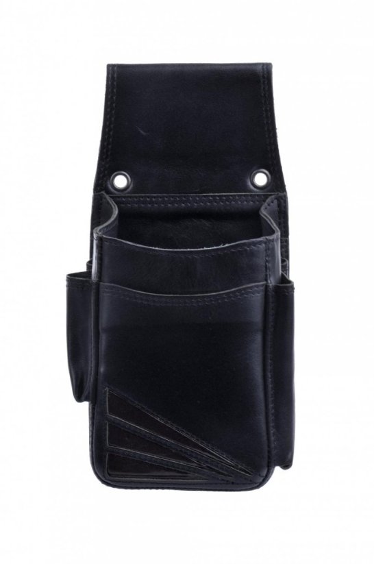 Hajn Kožené pouzdro na kasírku LUX A černé hnědé trojúhelníky 131001