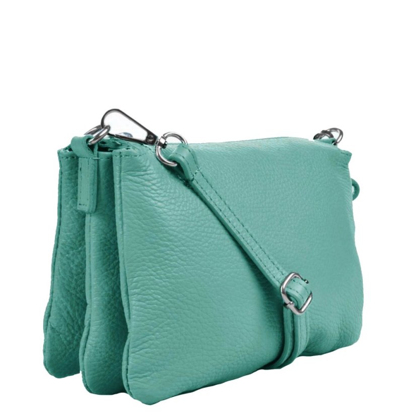 Menší kožená crossbody kabelka 5474 tyrkys