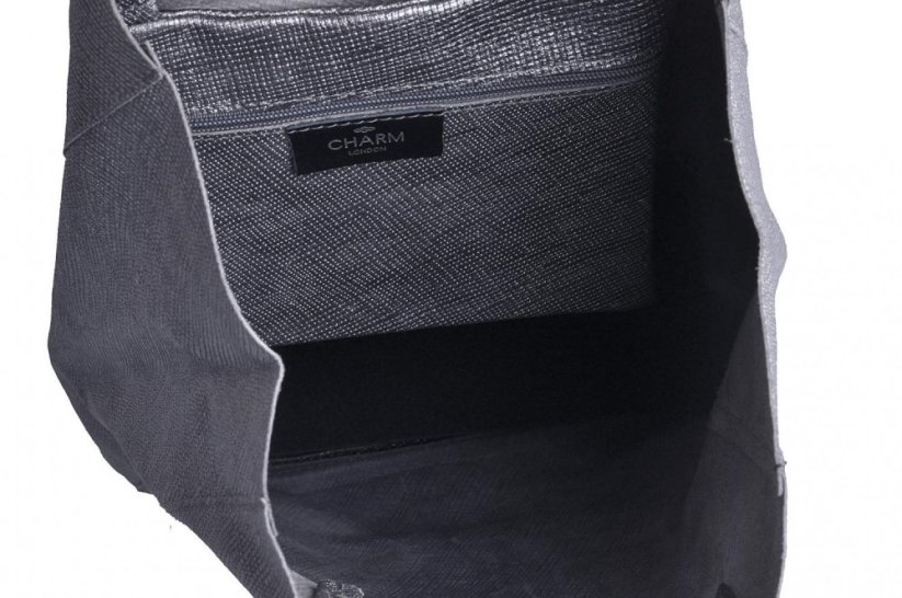 Charm London velká kožená kabelka L606 tmavě šedá metalická