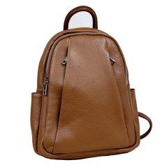 Maxfly Dámský hnědý kožený batoh 5637 hnědý cognac