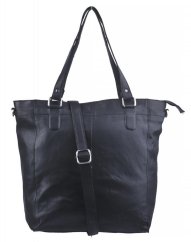 Velká kožená shopper kabelka LA-124 černá