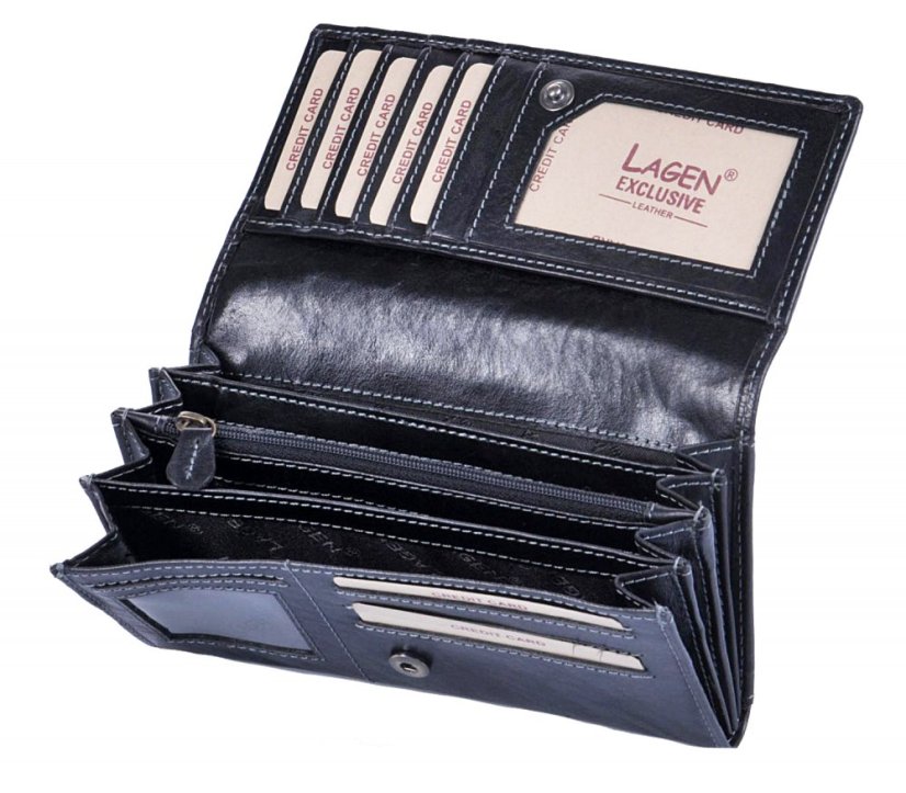 Dámská kožená peněženka Lagen 6011/T Black/Red
