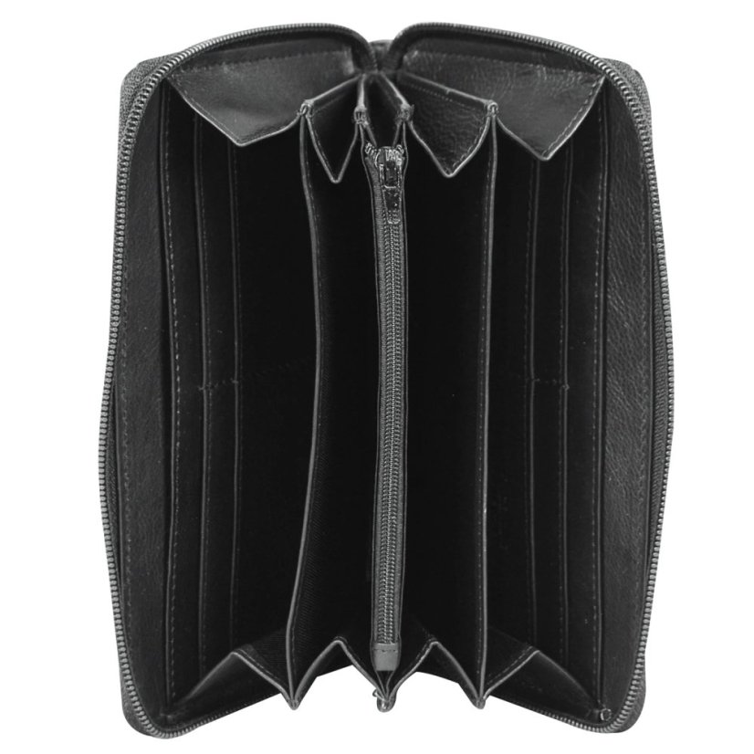 New bags leather Dámská kožená dlouhá peněženka 72658 černá