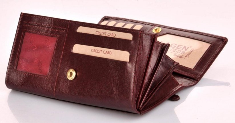 Dámská dlouhá peněženka kožená  V-102/B bordová