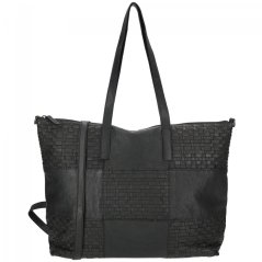 Proplétaná velká kožená shopper kabelka Enrico Benetti Sicily 89033-001 černá