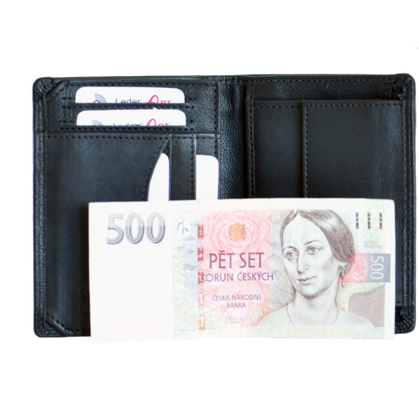 LederArt Pánská kožená peněženka na výšku LAB-102 černá