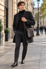 MaxFly Pánská kožená crossbody taška T08 hnědá, formát A5
