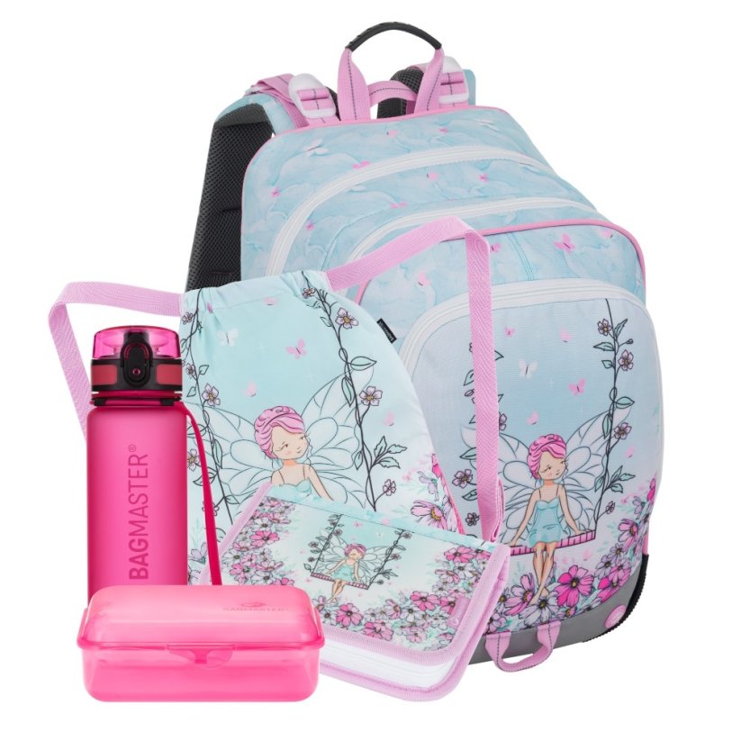 Bagmaster ALFA 25 A velký školní set pro prvňáčky – víla (batoh + penál + sáček + lahev + box)