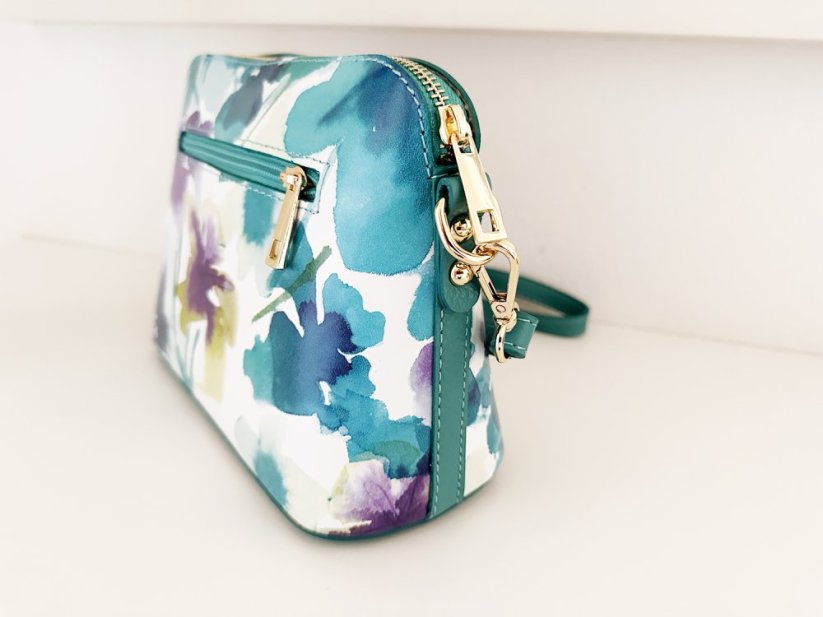 MaxFly dámská kožená kabelka crossbody  52321-16 tyrkysová