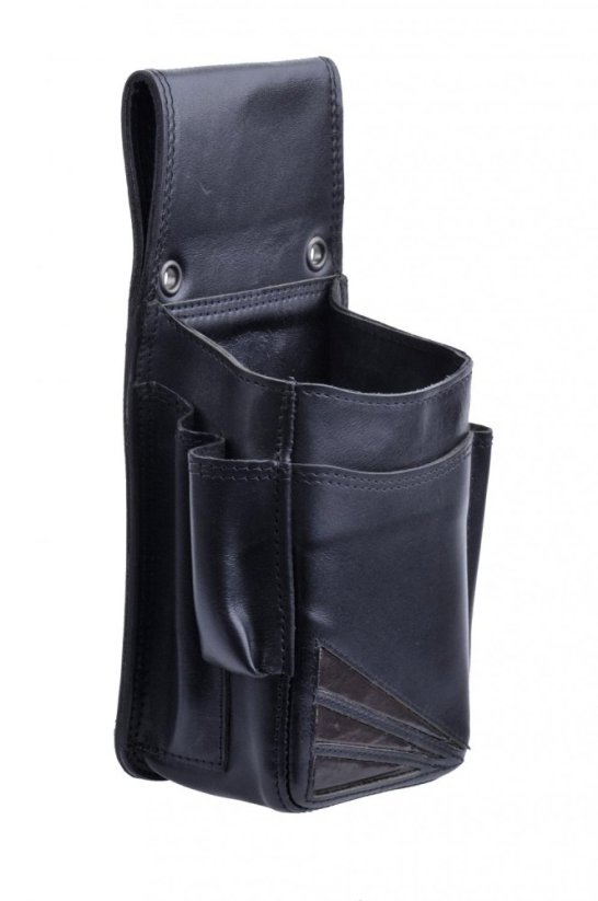 Hajn Kožené pouzdro na kasírku LUX A černé hnědé trojúhelníky 131001