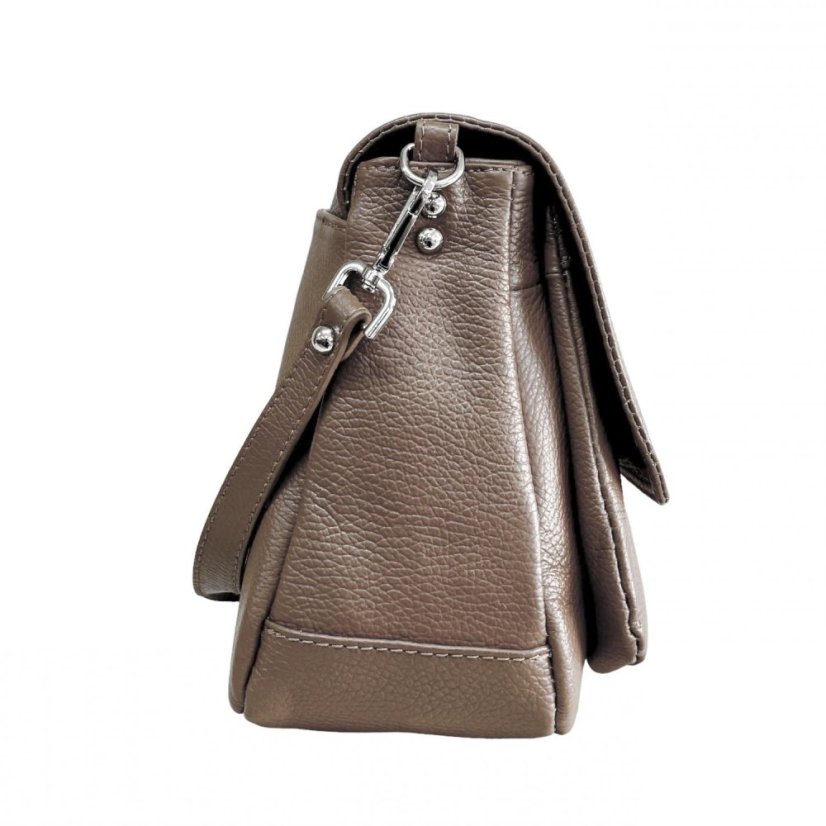 Dámská kožená kabelka přes rameno SARA BAGS 6538 taupe – pepřově hnědá