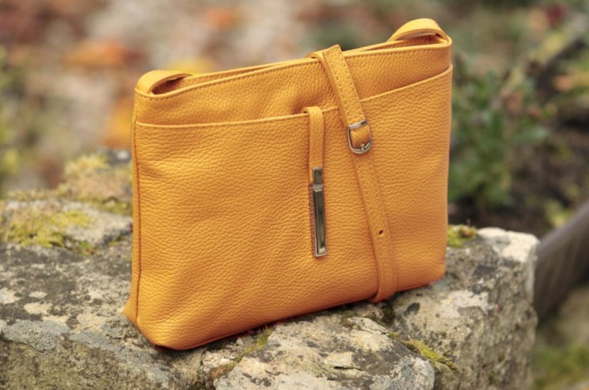 Dámská kožená crossbody kabelka 5085 tmavě žlutá