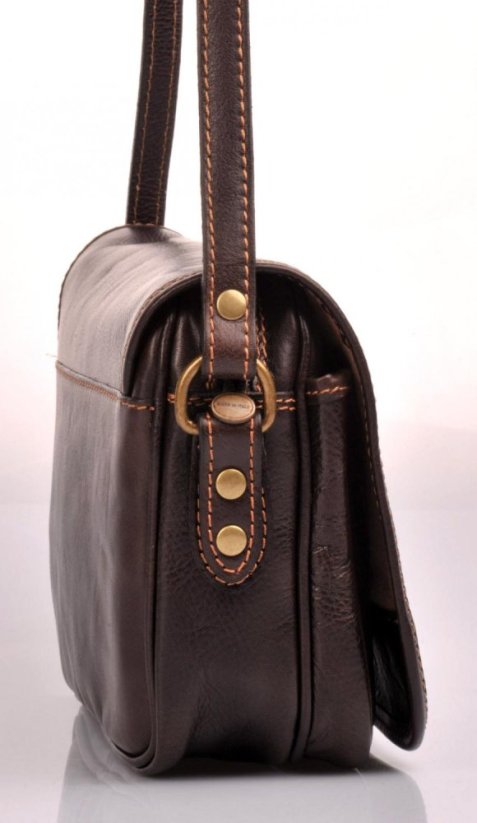 dámská kožená kabelka 0588 tmavě hnědá - světlé šití
