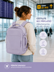 Kabinový batoh pod sedadlo 40 × 30 × 20 cm American Tourister TAKE2CABIN Casual Ms Mono Lavender 26,5 l fialový, 160413-1491