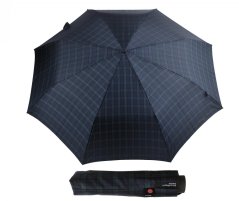Kvalitní lehký deštník Fiber T1 check 89872520 zeleno/modrý
