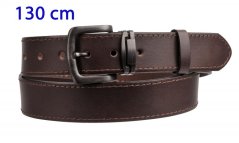 Dlouhý pánský kožený pásek 9-1-40 hnědý obvod pasu 130 cm dlouhý