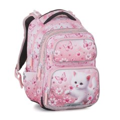 Bagmaster Dívčí školní batoh do první třídy Bílá kočička Dopi 26 A