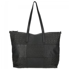 Proplétaná velká kožená shopper kabelka Enrico Benetti Sicily 89033-001 černá