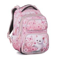 Bagmaster Dívčí školní batoh do první třídy Bílá kočička Dopi 26 A