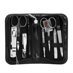 Pánská černá manikúra 8-ti dílná sada v černém koženkovém pouzdře 5213 MC N