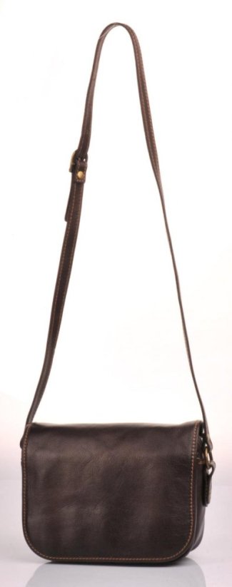 dámská kožená kabelka 0588 tmavě hnědá - světlé šití