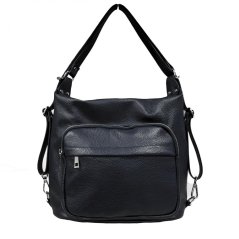 MAXFLY Kožená kabelka a batoh v jednom 6539 černý