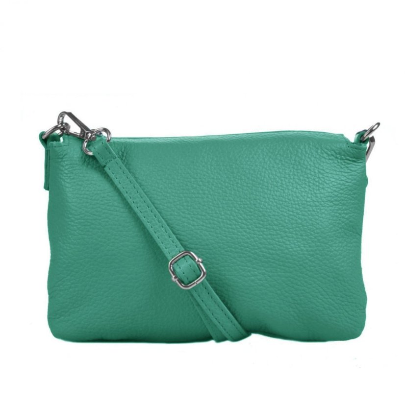Menší kožená crossbody kabelka 5474 tyrkys