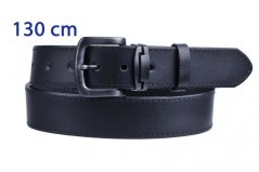 Pánský kožený černý pásek 9-1-60 obvod pasu 130 cm - dlouhý
