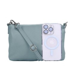 MaxFly Menší kožená crossbody kabelka 5474 celeste světle modrá