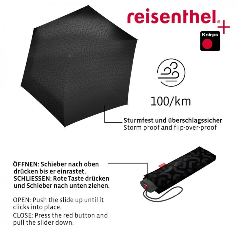 Reisenthel Umbrella Pocket Classic Signature black hot print deštník RT7058