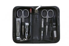 Kellermann Černá manikúra 8-ti dílná sada v černém koženém pouzdře L 52130 MC
