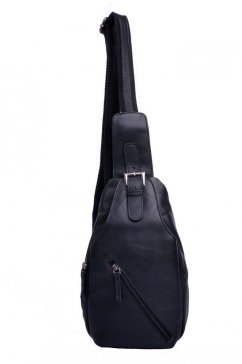 Pánský malý kožený batoh na jedno rameno LA-1902 černý