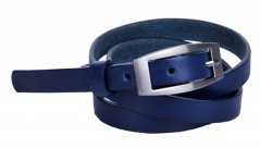 Penny Belts Dámský kožený úzký pásek tmavě modrý 15-2-56