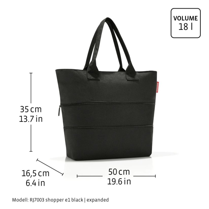 Nákupní kabelka se zipem Reisenthel Shopper e1 black RJ7003 černá