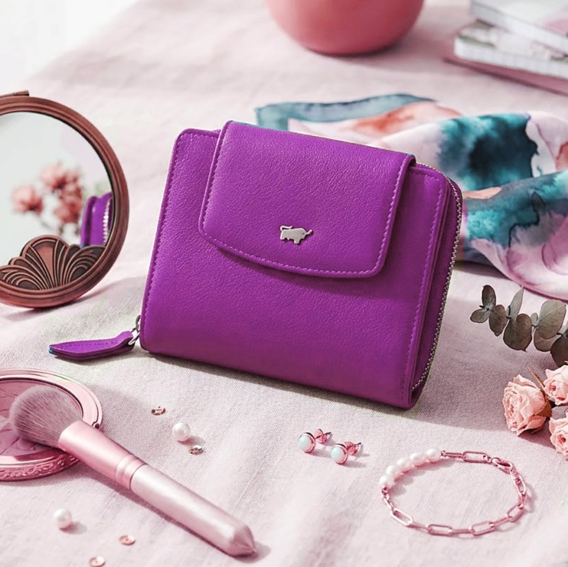 Braun Büffel Dámská peněženka z hladké kůže s RFID ochranou – střední velikost 41353-294-084 Purple Plum