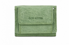Kožená mini peněženka Old River s mincovníkem a kapsou na klíče PWS-104 zelená