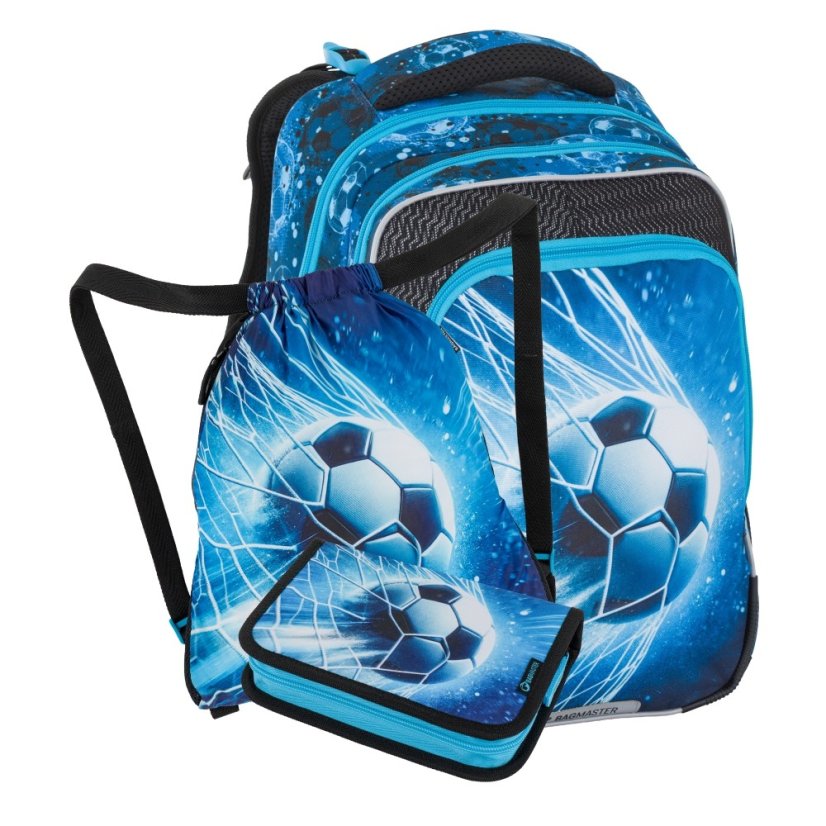 Bagmaster Malý školní set pro prvňáčky Fotbal BETA 26 C (batoh + penál + sáček na tělocvik)