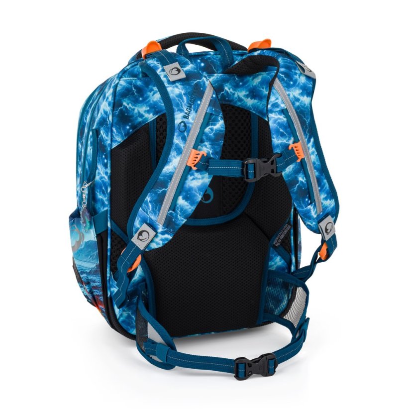 Bagmaster Malý školní set LUMI 26 D batoh, sáček a penál - drak, lehký ergonomický set pro prvňáčky